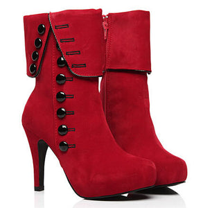 High Heel Flock Boots - Superior Urban