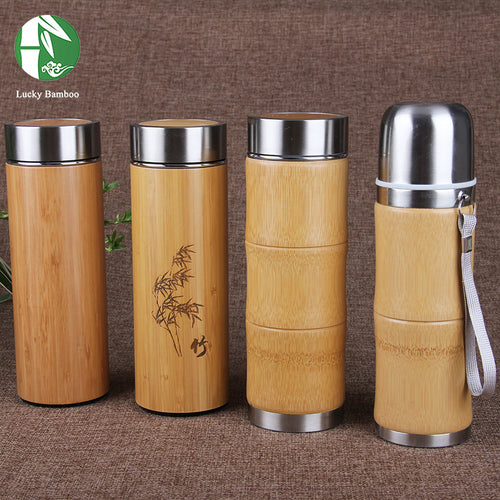 400ml Stainless Steel Thermos Bottle - Bamboo - Superior Urban
