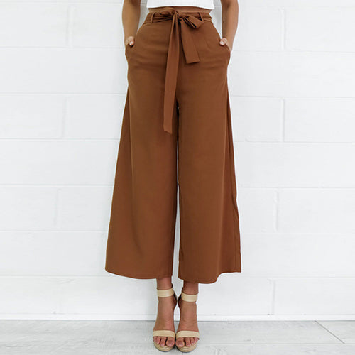 Fetoo Stylish Casual Wide Leg Ankle Length Pants - Superior Urban