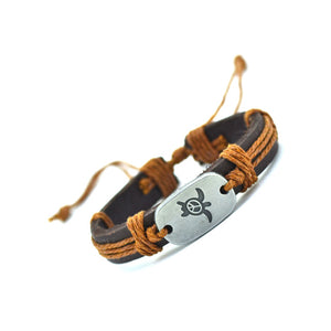 Genuine Leather Peace Turtles Charm Bracelet - Superior Urban