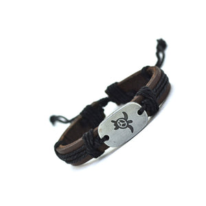 Genuine Leather Peace Turtles Charm Bracelet - Superior Urban