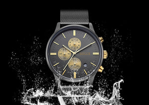 Baogela Men's Chronograph Stainless Steel Mesh Strap Quartz Wrist Watch - Superior Urban