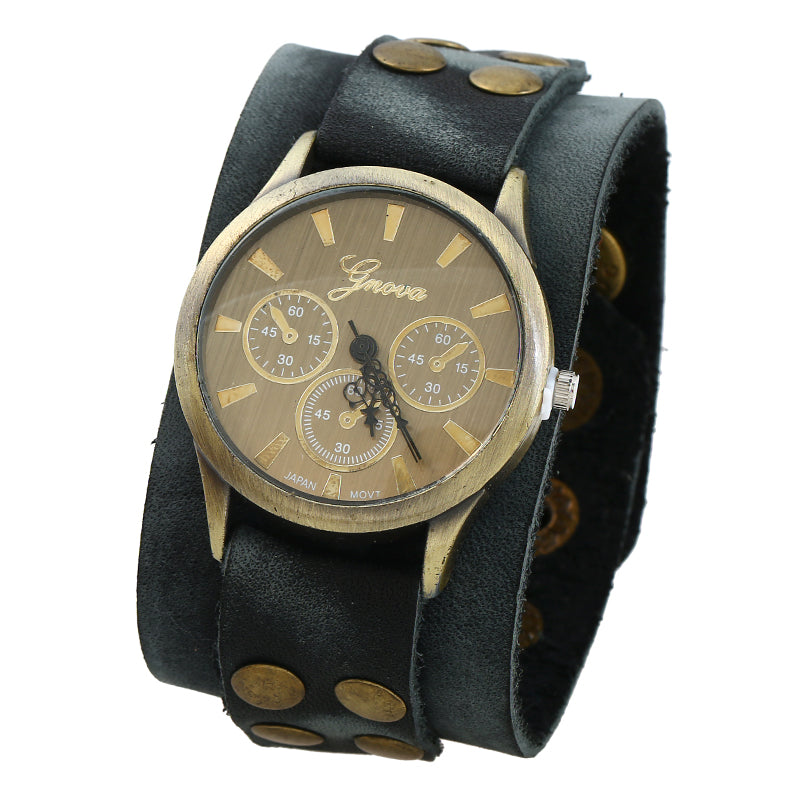 Gnova Platinum Japanese Movement Vintage Genuine Leather Urban Strap Quartz Watch - Superior Urban