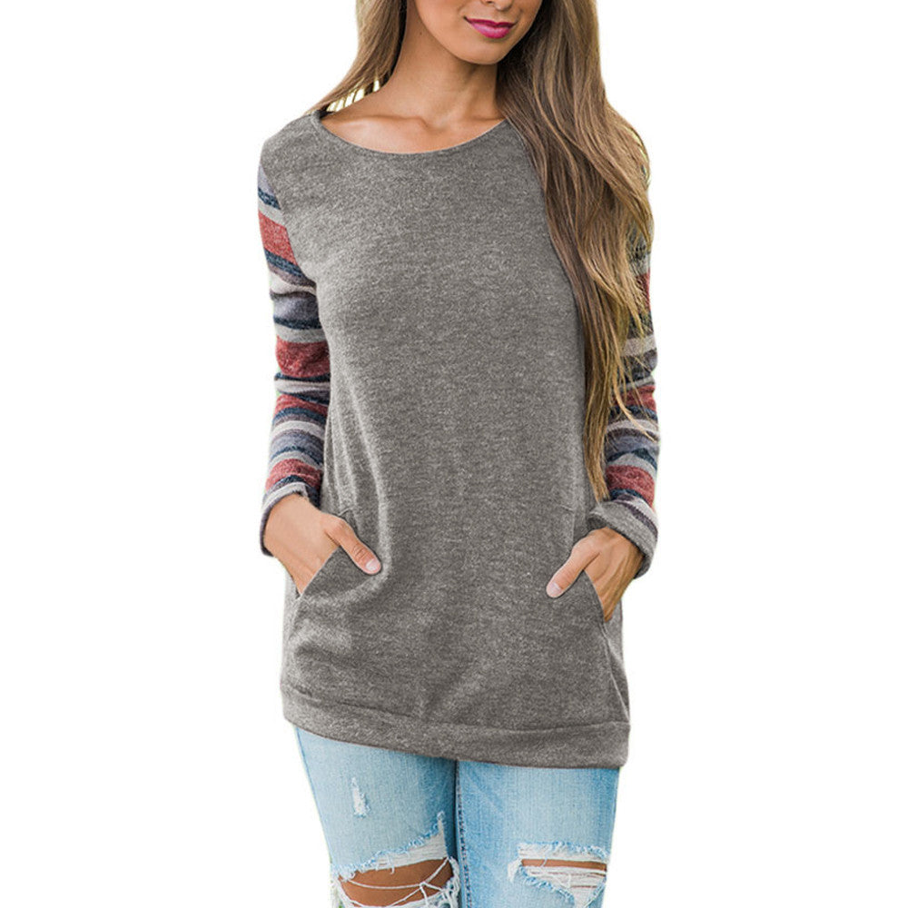 Long Sleeve Cotton Striped Sweatshirt - Superior Urban