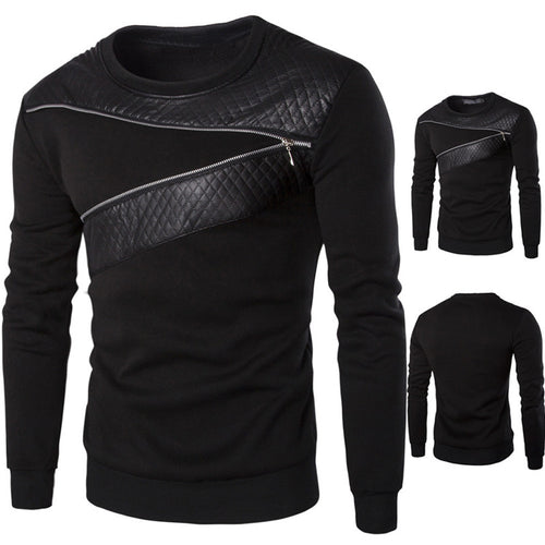 Splicing Leather Sweatshirt - Superior Urban