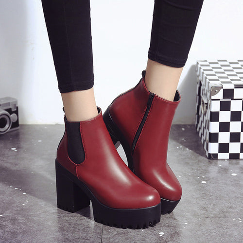 Women Boot Square Heel Platforms - Superior Urban