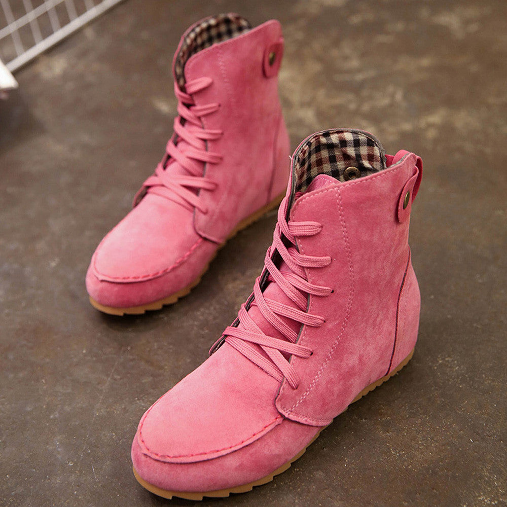 Flat Ankle Suede Lace-up Boots - Superior Urban