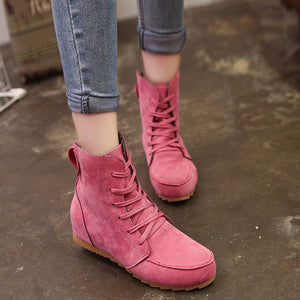 Flat Ankle Suede Lace-up Boots - Superior Urban