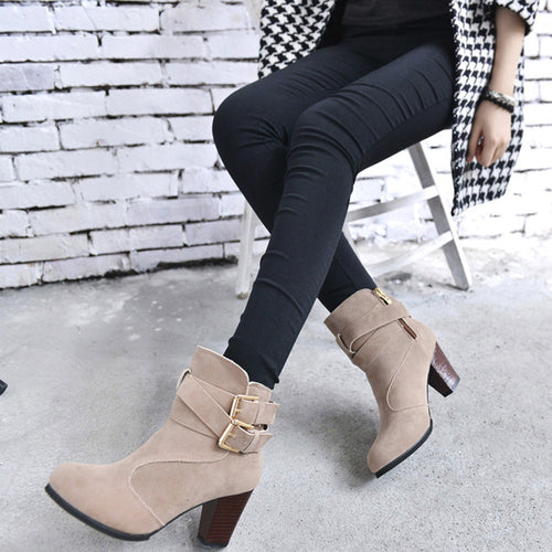 Belt Buckle Ankle Boots - Superior Urban