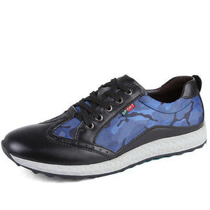 Genuine Leather and Camo Canvas Style Men's Shoes - Superior Urban