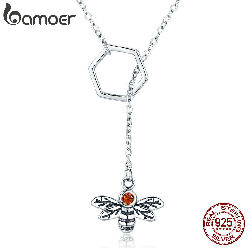 Sterling Silver Honeycomb Bee Pendant - Superior Urban