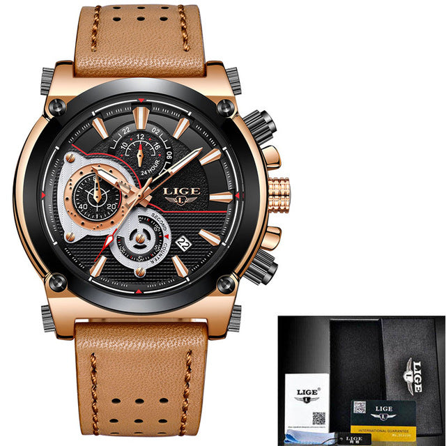Stylish Waterproof Leather Sports Watch - Superior Urban