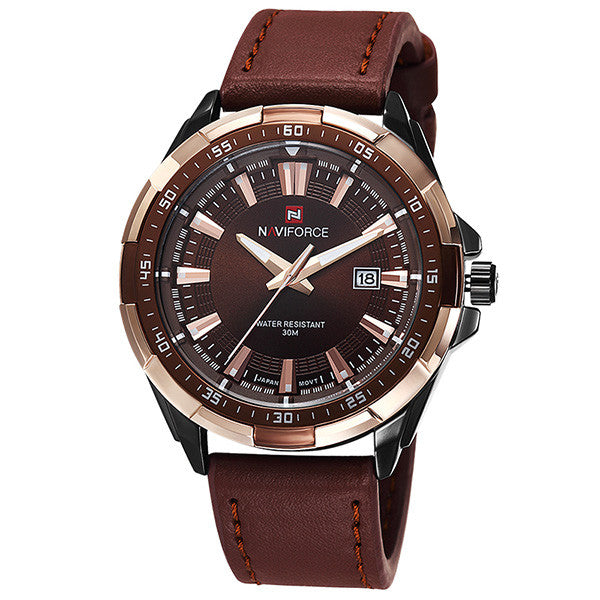 NAVIFORCE Waterproof Military Sports Leather Quartz Watch - Superior Urban