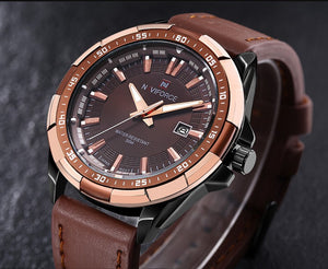 NAVIFORCE Waterproof Military Sports Leather Quartz Watch - Superior Urban
