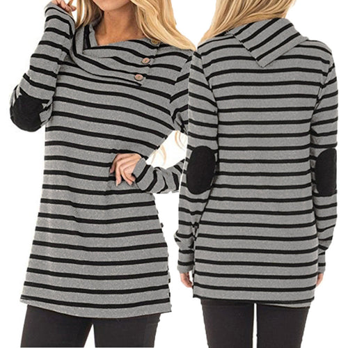 Women’s Casual Striped Turn-Down Collar Long Sleeve Blouse - Superior Urban