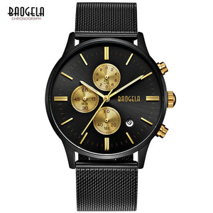 Baogela Men's Chronograph Stainless Steel Mesh Strap Quartz Wrist Watch - Superior Urban