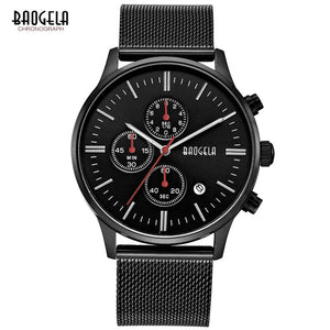 Baogela Men's Chronograph Stainless Steel Mesh Strap Quartz Wrist Watch - Superior Urban