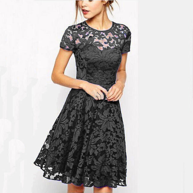 Elegant Floral Lace Dress - Superior Urban