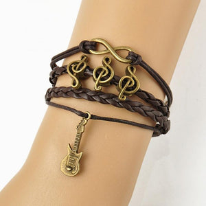 Leather Guitar (Strat) & Treble Clef Bracelet - Superior Urban