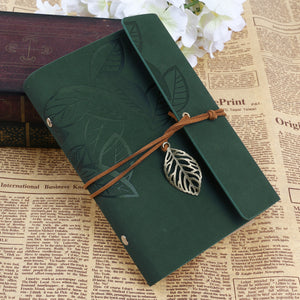 Vintage Leaf String Bound Blank Notebook Travel Journal - Size L (Green) - Superior Urban