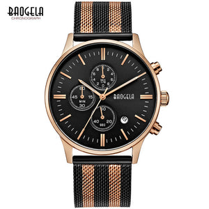 Baogela Men's Chronograph Stainless Steel Mesh Strap Quartz Wrist Watch - Superior Urban