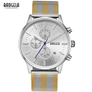 Baogela Men's Chronograph Stainless Steel Mesh Strap Quartz Wrist Watch - Superior Urban