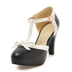 Round Toe High Heels with Bow - 8cm Heels - Superior Urban