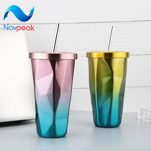 Colourful Double Stainless Steel Straw Cap Insulation - Takeaway Cup Design - Superior Urban