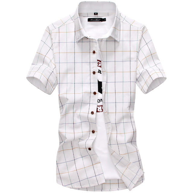 Short-sleeve Plaid Collar Shirt - Superior Urban