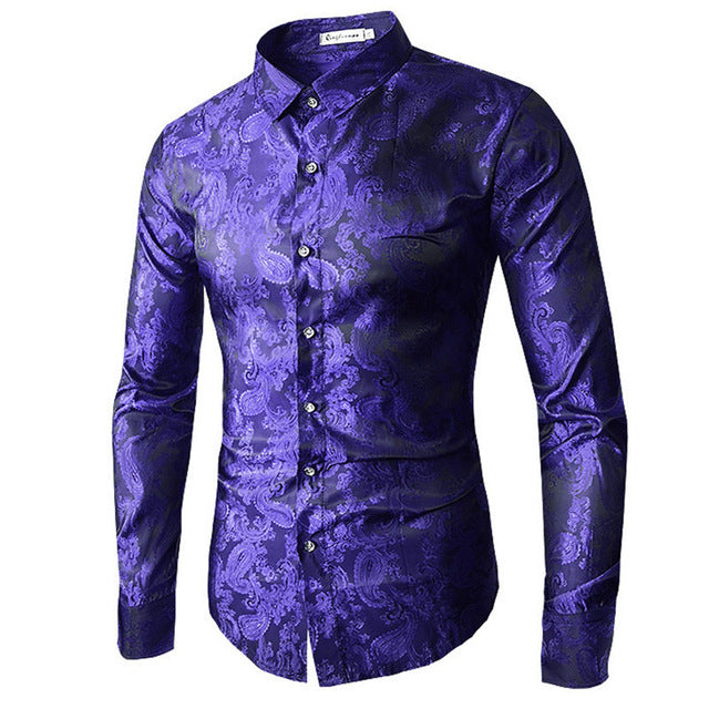 Paisley Long Sleeve Dress Shirt - Superior Urban